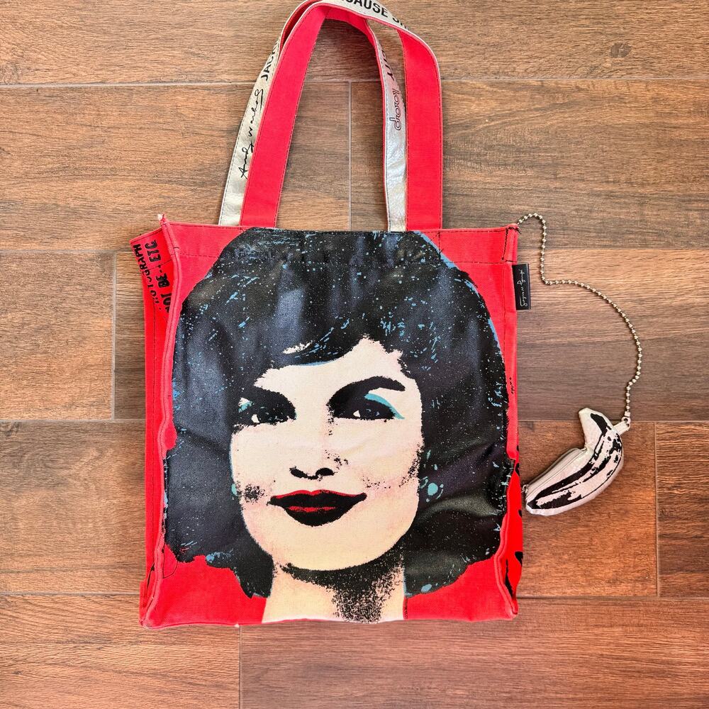 ANDY WARHOL x Loop NYC Red Jackie O Bag Distressed Red Tote Canvas Bag Pop Art